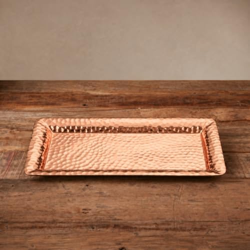 Monarch Abode Decorative Tray – 12-Inch Hand Hammered Copper Plated Metal Bathroom Tray Countertop, Vanity Trays Organizer, Perfume Plate for Dresser, Kitchen Countertop Small Fruit Platter - Image 2