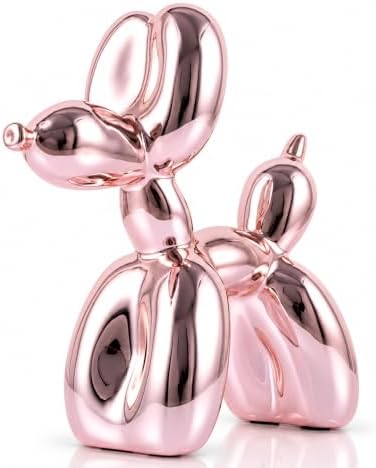 Pink Balloon Dog Decor - Animal, Shelf & Modern Desk Statue - Office Gold Decorations by XIAOMAGG