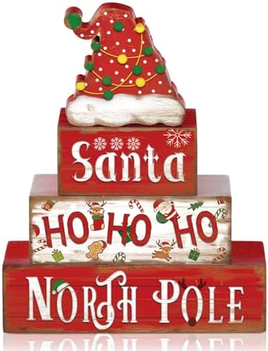 Moucuny 4 Pcs Christmas Table Sign Santa Hat Decorations by Moucuny