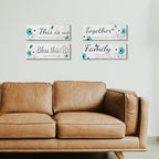 4 Pcs White Farmhouse Wall Decor with Teal Butterflies & Daisies, Rustic Wooden Signs Set, Floral Wall Art for Living Room Bedroom, Housewarming Gift, 4.7" x 13.8" - Image 7