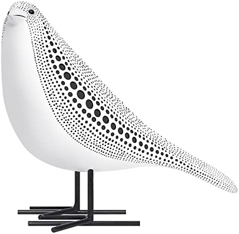 Quoowiit Bird Figurine, Modern Sculpture and Statues for Home Decor, Animal Statues for Bookshelf, Table, Entryway, Fireplace, Resin Decorative Sculpture with Chic Polka Dots Art Design (White) by Quoowiit