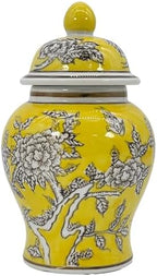 8" Ceramic Ginger Jar w/Lid - Classic Chinese Style Porcelain Jar Tea Storage for Home Decor Decorative Centerpiece Vintage Accent Antique Vase Jingdezhen (Yellow) - Image 5