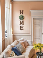 Mkono Home Sign Wall Decor, Farmhouse Wood Letters Eucalyptus for O, Brown - Image 2