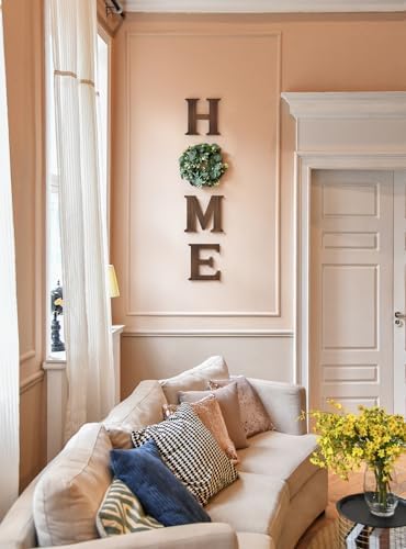 Mkono Home Sign Wall Decor, Farmhouse Wood Letters Eucalyptus for O, Brown - Image 2