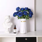 10pcs Blue Roses Artificial Flowers, Realistic Faux Rose with Long Stem - Image 5