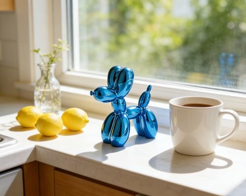 4 Inch Shiny Blue Balloon Dog Sculpture - Image 5
