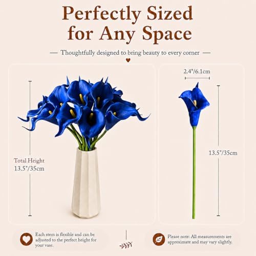 Mandy's 20pcs Royal Blue Calla Lily Artificial Flowers - Image 3