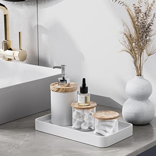 Gurygo 10" Bathroom Countertop and Vanity Tray - Kitchen Tray for Soap Bottles - Ceramic Vanity Tray for Bathroom Counter Organization - Kitchen Tray(White, Set/1) - Image 7