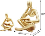 Gold Reading Women Statue, Thinker Sculptures, Abstract Art Ornament, Modern Aesthetic Figurine Decoration, Suitable for Home Living Room Bedroom Office Shelf Table Desk Bookshelf Decor (Gold Left) - Image 3