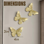 GUSFREUD 3D Butterfly Wall Decor Set – Resin Wall Decor for Living Room, Bedroom, Bathroom, Dining Room, Outdoor and Gallery Walls - Antique Gold - Set of 3 - Image 3