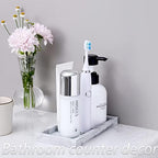 Silicone Bathroom Vanity Tray Dish Soap Holder Sink Organizer, Marble Grey - Image 2