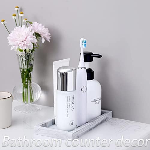 Silicone Bathroom Vanity Tray Dish Soap Holder Sink Organizer, Marble Grey - Image 2
