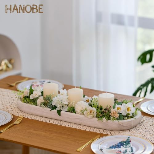 Hanobe Extra Large Wood Decorative Bowl for Table Centerpiece, 25.5" White - Image 2
