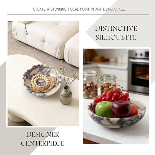 Luxury Natural Marble Fruit Bowl, Large Serving Dish Centerpiece Home Decor - Image 7