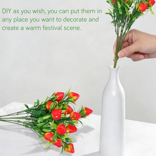 STOBAZA 6 Pcs Artificial Strawberry Stems 10.6 Inch Faux Red Fruit Branches for Home D Cor Summer Vase Arrangements Baby Shower Centerpieces and Cottagecore Kitchen Tiered Tray Decoration - Image 2