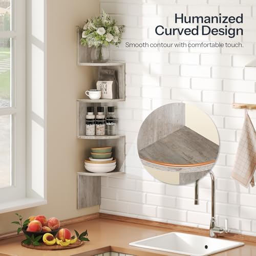 HOOBRO Corner Shelf Wall-Mounted, Set of 2 Floating Corner Shelves for Wall - Image 6