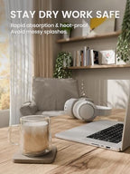 Fluxynara Felt Coasters with Holder, Set of 8 for Drinks, Stone Beige - Image 5