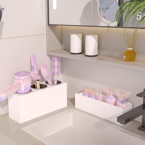 Matte White Countertop Detachable Hair Tool Organizer for Vanity - Image 3