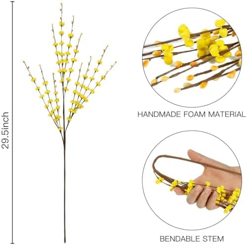 OUKEYI 8 Pcs 29.5“ Long Artificial Jasmine Flowers Tall Fake Flower Bouquet Faux Jasmine Plants Dry Branches for Wedding Home Party Office Party DIY Decor (Yellow), OUKEYI-100882 - Image 4