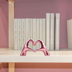 Lynagert Small Heart Hands Sculpture Decor for Living Room Bedroom Bookshelf Coffe Table, Love Finger Statue Modern Aesthetic Home Decor, Unique Gift for Wedding Christmas Birthday (Shiny Pink) - Image 3