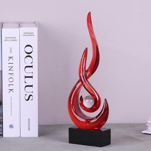 Modern Abstract Art Table Decoration,Resin Flame Statue Modern Centerpiece Ornaments for Living Room Great Gift Idea Home Decor,Collectibles (Red) - Image 7