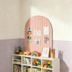 Large Arched Felt Bulletin Board, Sized 36" x 24" for Office & Wall Decor – 6 Customizable Adhesive Tiles with Pins are Perfect to Display Your Photos (Pink) - Image 4