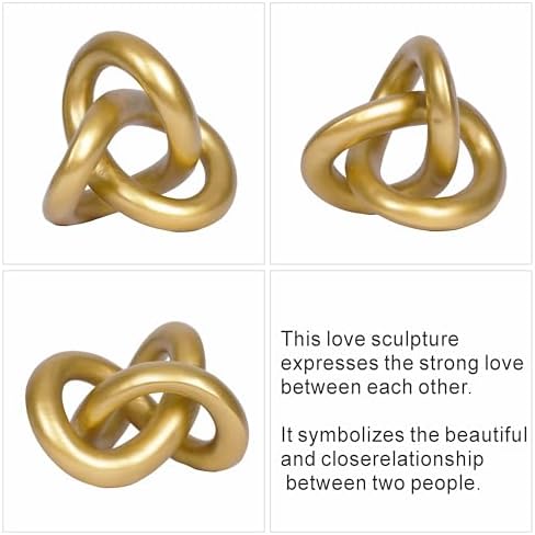 Geometric Round Sculpture Gold Knot Statue Decor Modern Tabletop Sculpture and Figurines Round Decorative Ornaments Knick Knacks Home Decor for Shelves Coffee Table Bookshelf Decoration Gifts - Image 3