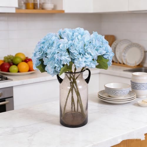 Kimura's Cabin 6pcs Fake Hydrangeas Flowers Artificial Hydrangea,Light Blue - Image 5
