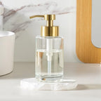 Enra Glass Soap Dispenser, Clear Bottle Gold Pump Liquid Hand Soap - Image 5