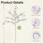 Fake Flowers, 3 Pcs Artificial Flowers Greenery Stems Faux Greenery Stems Branches for Vases Realistic Silk Real Touch Spring Greenery Stems Bulk Bedroom Office Wedding Table Summer Home Decor - Image 2