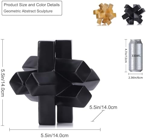 Black Knot Decor Knick Knacks for Shelves, Black Geometric Sculpture Statue Modern Decorative Objects Shelf, Black Home Décor Accents, Minimalist Bookcase Tv Stand Coffee Table Entrance Decor Objects - Image 2