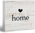 Home Sign, Home Signs for House Decor, Welcome Sign, Rustic Farmhouse Vintage Desk Decor Wood Block Box Plaque for Living Room Wall Shelf, Housewarming Gifts by ANIANG