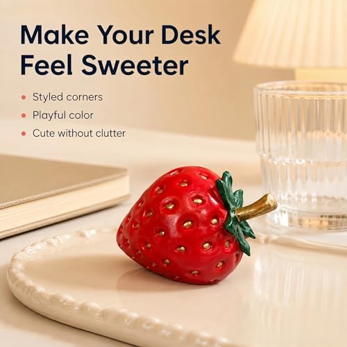 Strawberry Decor Sculpture, Red Fruit Figurine Home Decor, Modern Decorative Ornament for Kitchen Desk Shelf Coffee Table Aesthetic Room Decor Unique Gift - Image 2