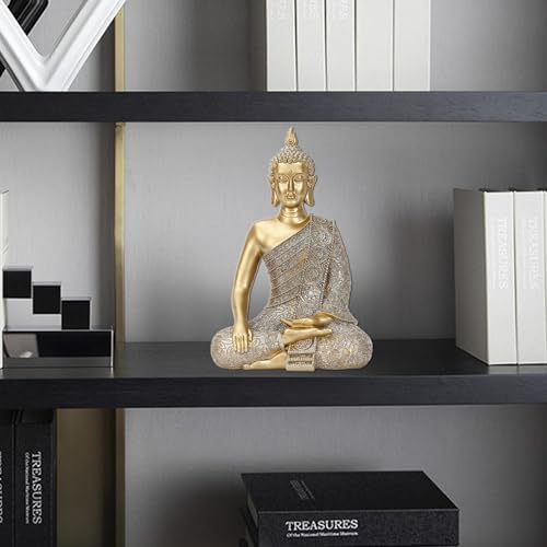 Golden Buddha Figurine - Meditating Seated Buddha Statue - resin Figurine - Image 4