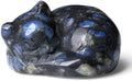 QINJIEJIE Blue Labradorite Cat Crystal Natural Healing Stone Cat Statue by QINJIEJIE