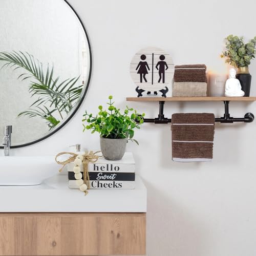Rustic Wooden Bathroom Shelf Decor Signs with Unique Sayings - Image 6