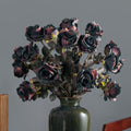 Artificial Roses 20PCS 23.2In Fake Roses Long Stem Artificial Flowers for Tall Vase Silk Rose Autumn Suitable for Indoor Halloween Gothic Decoration Wedding Party Decor DIY Bouquet Dark Blue by ENALGRE
