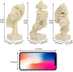 prosfalt 3 Pcs Thinker Statue, Silence is Gold Abstract Art Figurine - Image 5