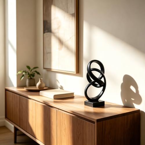 10" Modern Abstract Ribbon Decorative Sculpture, Knot Sculptures,Home Decor,Coffee Table Statues,Dining Living Room Desk Decor（Black） - Image 5