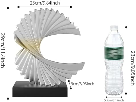 Ocean Wave Statue Abstract Decor,Office Decor Shelf Accents for Men,Silver - Image 6