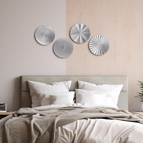Hicarer 4 Pcs 12 Inch Silver Metal Wall Art Decor Modern Sunburst Decor - Image 5