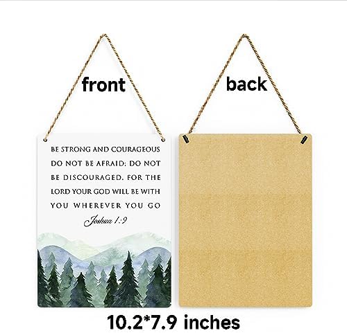 BELLOWDEER Inspirational Decor Be Strong and Courageous Joshua 1:9 Scripture Wooden Hanging Sign Christian Gift for Baby Kids Girl Boy Nursery Teen Room Bible Verse Wall Art 8 x 10 Inches - Image 7