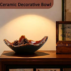8" Ceramic Decorative Bowl，Irregular Rim Reactive Glaze Key Bowl For Entryway Table，Handcrafted Purse Catch All Bowls，Japanese Style Fruit Bowls For Tabletop or Home Decor - Image 5