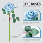 Ttranewsoo 24PCS Blue Artificial Flowers, Realistic Fake Roses with Stems for Blue Floral Arrangements, Party Centerpieces, Events, Bouquets & Home Decor, 16.5 Inch - Image 2