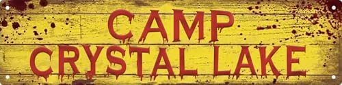 Camp Crystal Lake Street Sign Retro Funny Wall Decor Metal Tin Signs Fall Season Horror Theme Inappropriate Humor Bar Home College Dorm Decor 16x4 in by Aimlayton
