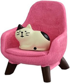 Mevodeata Cute Mini Cat Figurine with Small Sofa Resin Cat Figure for Office Home Decor - Cute Cat Gift for Cat Lovers (Pink Sofa) by Unknown