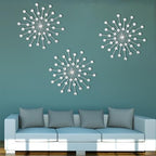 DXYAKY Set of 3 Modern Starburst Wall Decor, Metal Wall Sculpture with Crystal Accents, Silver 3D Wall Art for Living Room, Bedroom & Home, Elegant Hanging Wall Decoration - Image 3