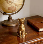 Brushed Vintage Gold Cat Figurine Statue Shelf Decor Gift - Image 4