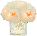 Artificial Peony Silk Flower Centerpieces with LED Light Faux Floral Arrangement in Glass Vase for Home Wedding Table Decoration (Cream White) by GreenHouzz