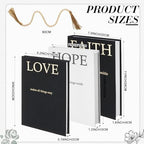 Faccito 3 Set Linen Decorative Books with Beaded Garland, Classic, Black - Image 2